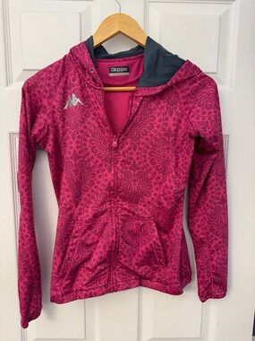 Kappa Magenta Patterned Hooded Zip Jacket
